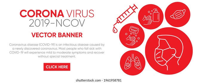 Creative stop coronavirus covid-19 vector banner design icon image. Free editable template illustration. Novel Coronavirus 2019-nCoV. Covid-19 coronavirus global pandemic poster design website header.