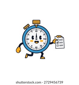 Lista creativa de personajes de cronómetro en un entorno brillante - ilustración divertida para negocios y gestión del tiempo