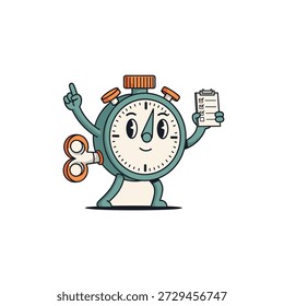 Lista creativa de personajes de cronómetro en un entorno brillante - ilustración divertida para negocios y gestión del tiempo