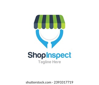 Plantilla vectorial de diseño de logotipo de inspección de tiendas creativas