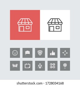 Icono de tienda creativa o de línea de compras con iconos bonitos. 