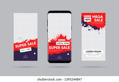 Creative stories set. Template for social media. Story template theme. Editable story cover design for photos, sales, new post and proposal. Vector illustration