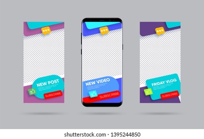 Creative stories set. Template for social media. Story template theme. Editable story cover design for photos, sales, new post and proposal. Vector illustration