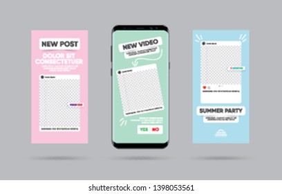 Creative stories set. Template for social media. Story template theme. Editable story cover design for photos, sales, new post and proposal. Vector illustration