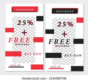 Creative stories set. Template for social media. Story template theme. Editable story cover design for photos, sales,new post and promotion Black and red shape
