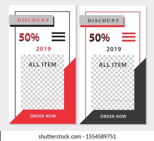 Creative stories set. Template for social media. Story template theme. Editable story cover design for photos, sales,new post and promotion Black and red shape
