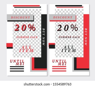 Creative stories set. Template for social media. Story template theme. Editable story cover design for photos, sales,new post and promotion Black and red shape
