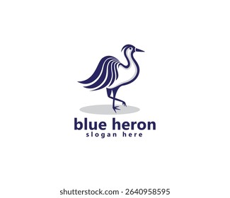 creative stork logo blue stork walking logo design template