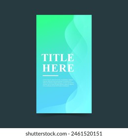 Creative story background, green and blue gradient background, wave effect style, abstract background