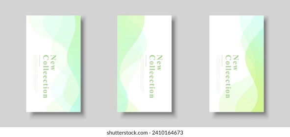 Creative story background, green and yellow gradation, transparent, wave effect style, abstract