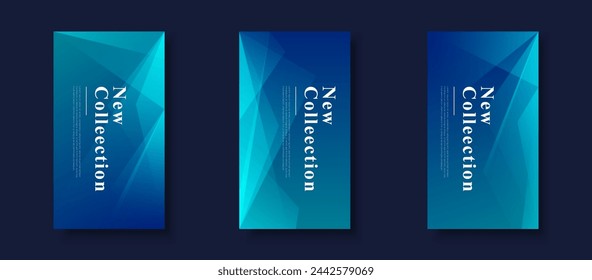 Creative story background, set collectiom, blue gradient