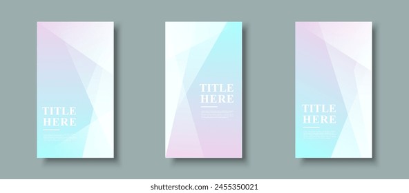 Creative story background, set collection, pastel color, blue and pink gradations, abstract background, slash shape effect. Vector eps 10