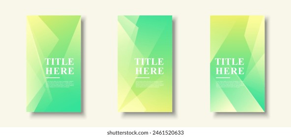 Creative story background, set collection, colorful, green and yellow, slash shape effect style, abstract background, memphis , bright color