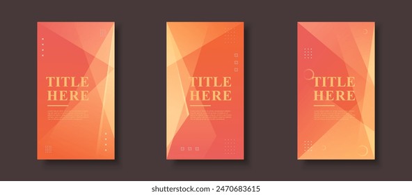 Creative story background set,orange gradations, slash shape effect style, abstract background,eps 10