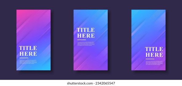 Fondo del paquete de historias creativas. degradados coloridos, azules y violetas, salados