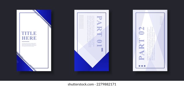 Fondo del paquete de historia creativa . lleno de colores,diseño minimalista azul