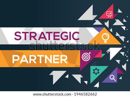 Creative (strategic partner) Banner Word with Icon ,Vector illustration.