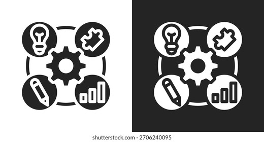 Creative Strategy Icon In Black And White Glyph Style
