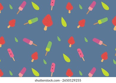 Creative Strawberry Ice Cream Seamless Pattern For Kids Playful And Creative Projects, Wallpaper, posters
