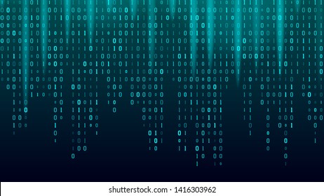 Creative Stream Of Binary Code Algorithm Vector. Abstract Concept Graphic Data, Technology, Decryption, Algorithm, Encryption Element. Computer Matrix Background Art Design Flat Illustration