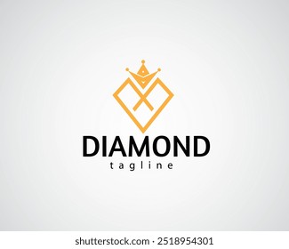 Creativo diamante a rayas con una corona en la parte superior Diseño de logotipo