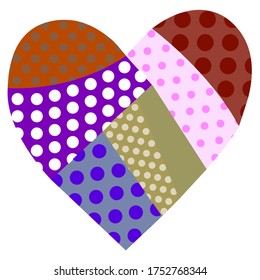 Creative Striped Heart with Various Polka Dot Designs. Diversity & Unity Concept. Vector Illustration