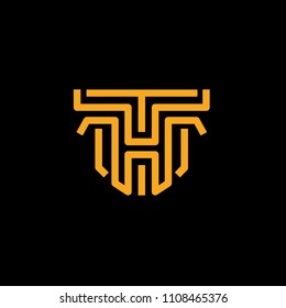 creative strong letter HT lines logo vector