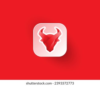 Creative strong red bull head logo on app icon