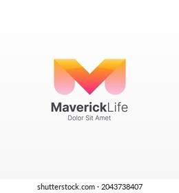 Kreativer stärkerer Buchstabe m mit glattem Farbverlauf-Logo
