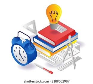 Creative student book in flat isometric illustration