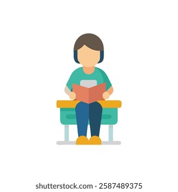 Creative Student Sitting Illustration Icon