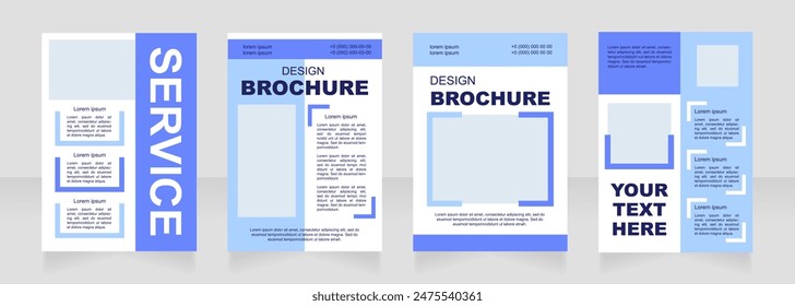 Diseño de diseño de folleto en blanco azul de estudio creativo. Servicio de agencia. Conjunto de Plantillas de póster de Vertical con espacio de copia vacío para texto. Colección de informes corporativos prefabricados. Páginas de papel de folleto editables