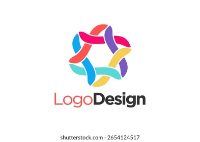 Creative studio logo design, or non profit organization, humanity icon, social care health, Modern abstract logo design featuring vibrant colors and unique shapes.