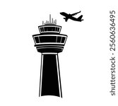 Creative style Airport Control Tower Logo And Icon silhouette vector airport radar and icon vector