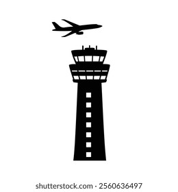 Creative style Airport Control Tower Logo And Icon silhouette vector airport radar and icon vector