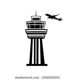 Creative style Airport Control Tower Logo And Icon silhouette vector airport radar and icon vector