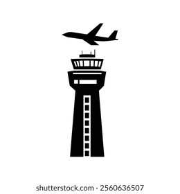 Creative style Airport Control Tower Logo And Icon silhouette vector airport radar and icon vector