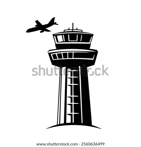 Creative style Airport Control Tower Logo And Icon silhouette vector airport radar and icon vector