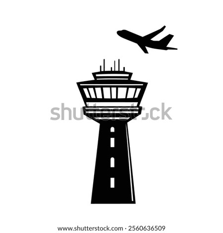 Creative style Airport Control Tower Logo And Icon silhouette vector airport radar and icon vector