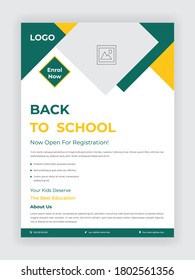Creative style back to school flyer template for school, college, university, coaching center vector design