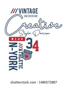 creative style denim typography for print t shirt 