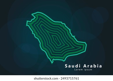 Mapa de estilo creativo de Arabia Saudita Ilustración vectorial abstracta aislada en fondo oscuro - EPS 10