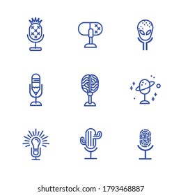 Juego de iconos de micrófono de estilo creativo para tu podcast 