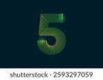 Creative style Number five (5) abstract vector illustration isolated on dark background - EPS 10