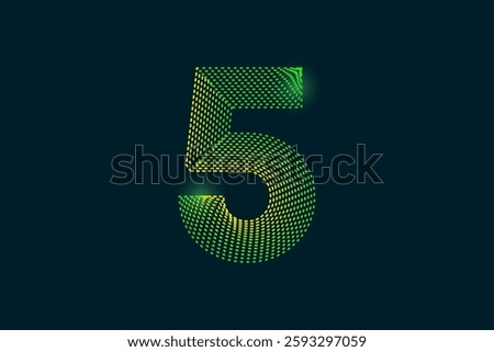 Creative style Number five (5) abstract vector illustration isolated on dark background - EPS 10