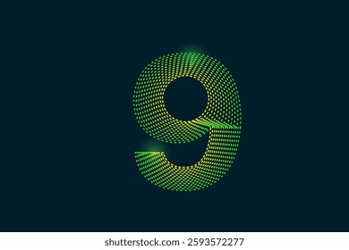 Creative style Number nine (9) abstract vector illustration isolated on dark background - EPS 10