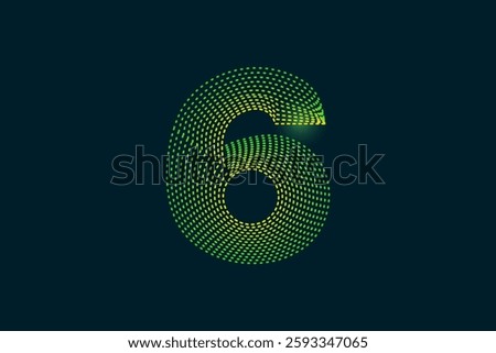 Creative style Number six (6) abstract vector illustration isolated on dark background - EPS 10