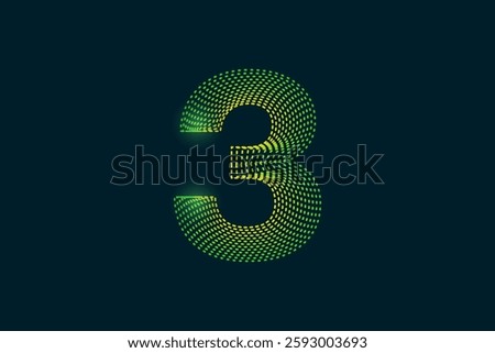 Creative style Number three (3) abstract vector illustration isolated on dark background - EPS 10