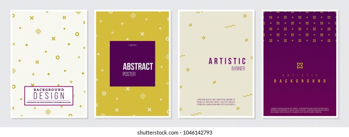 Creative Style Posters with Royal Golden and Violet Colors and Patterns. Floral Elements on Background. Place for text. ideal for Banner, Digital Ad, Placard, Promotion and Party