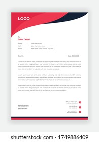 Diseño de membrete de color rojo de estilo creativo para el diseño de la plantilla de vectores empresariales 